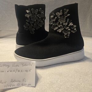 Black Butterfly Knit Sock Boots Size 10.5 Statement Platform